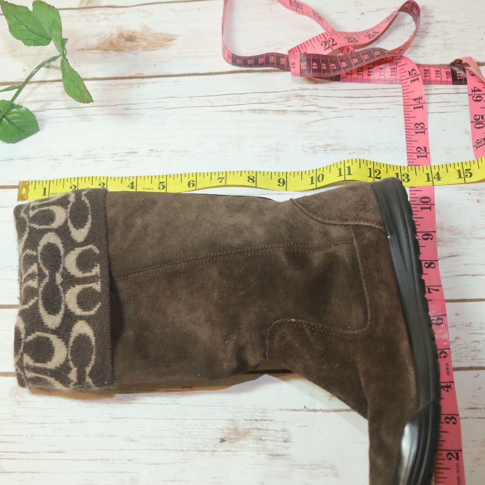 Coach Tatum Brown Suede Sig C Boots Sz 7.5 M - Picture 6 of 8